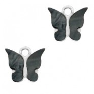 Butterfly Charm 13x14mm Anthracite-silver